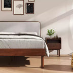 Ensemble de 2 meubles de chambre Roundhill Furniture Wyller, lit plateforme avec table de chevet, noyer naturel, grand lit