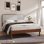 Ensemble de 2 meubles de chambre Roundhill Furniture Wyller, lit plateforme avec table de chevet, noyer naturel, grand lit