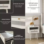 Ensemble de chambre à coucher Roundhill Furniture Feeney 3 pièces, lit plateforme avec deux tables de chevet, blanc crème, grand lit