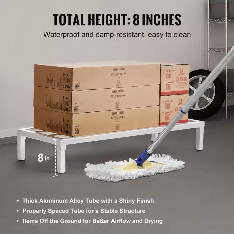 VEVOR Étagère de stockage en aluminium, 48 x 20 po, pour denrées alimentaires, surélevée de 8 po, capacité de 816,5 kg, soudée en aluminium