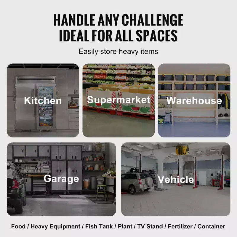 VEVOR Étagère de stockage en aluminium, 48 x 20 po, pour denrées alimentaires, surélevée de 8 po, capacité de 816,5 kg, soudée en aluminium