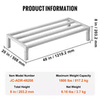 VEVOR Étagère de stockage en aluminium, 48 x 20 po, pour denrées alimentaires, surélevée de 8 po, capacité de 816,5 kg, soudée en aluminium