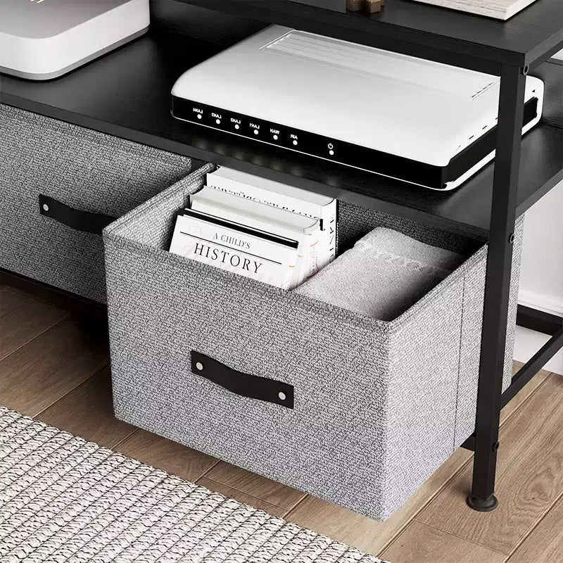 Meuble TV avec Rangement, Petit Meuble Télé de 55 Pouces avec Tiroirs et Étagères, Meuble Console TV & Multimédia pour Salon, Chambre à Coucher