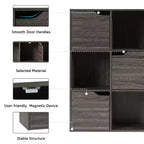 Costway Étagère 9 Cases Meuble de Rangement en Bois Étagères de Rangement Séparateur de Pièce Gris/Blanc