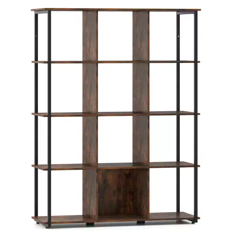 Costway Étagère bibliothèque 12 cubes de 145 cm de haut, bibliothèque autoportante, étagère de présentation industrielle