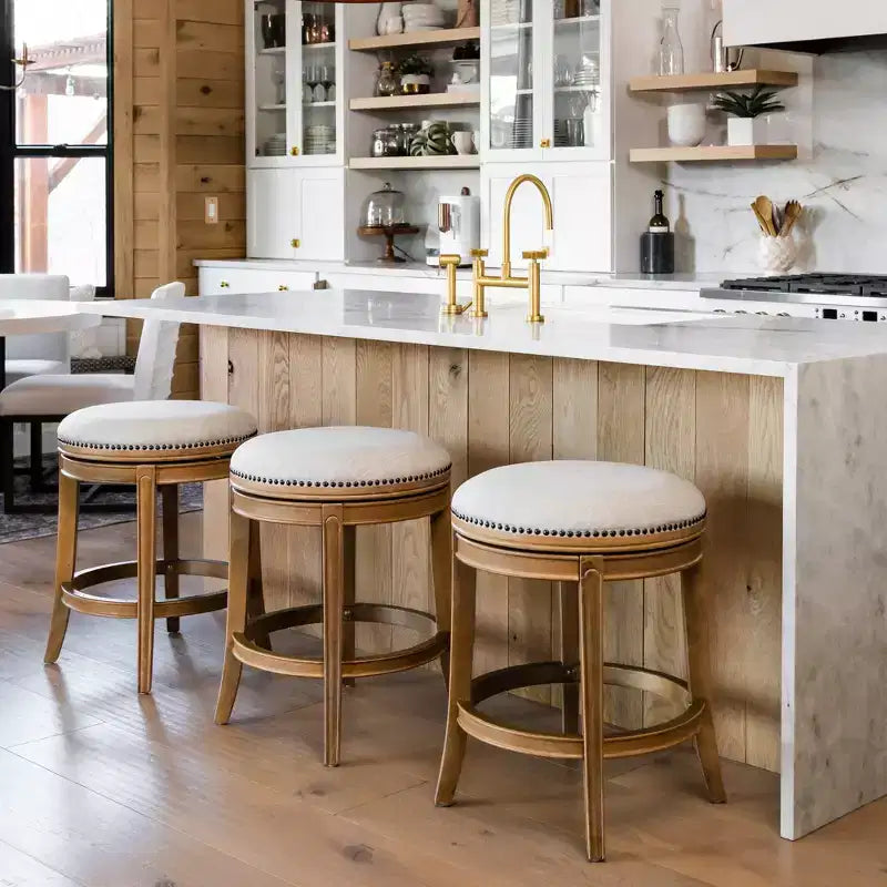 Tabouret de comptoir pivotant sans dossier Maven Lane Alexander avec revêtement en tissu, 27 po