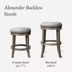 Tabouret de comptoir pivotant sans dossier Maven Lane Alexander avec revêtement en tissu, 27 po