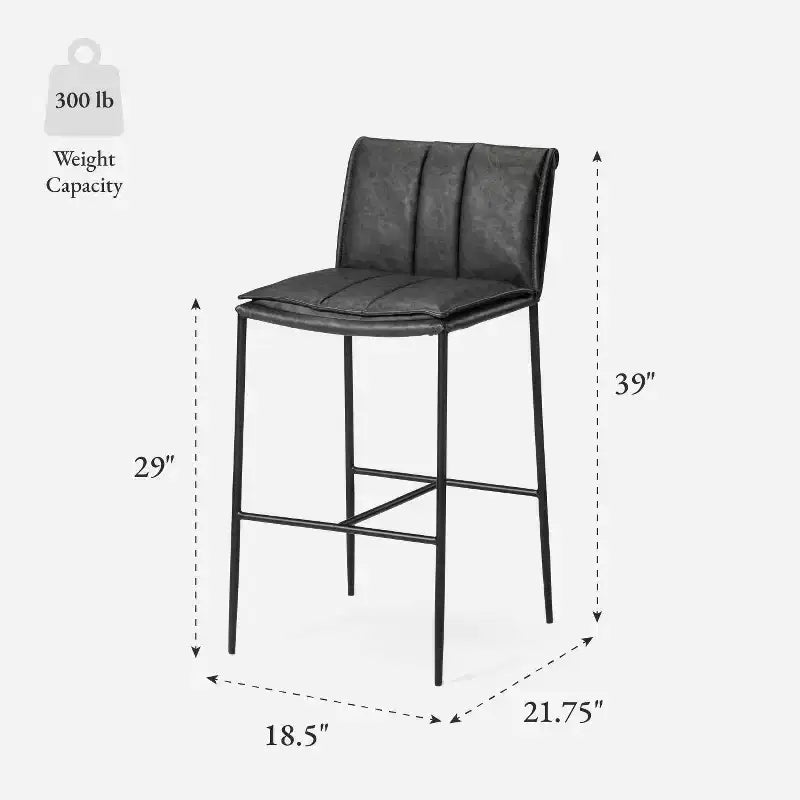 Tabouret de bar en métal Maven Lane Gerard avec siège en similicuir 29 po