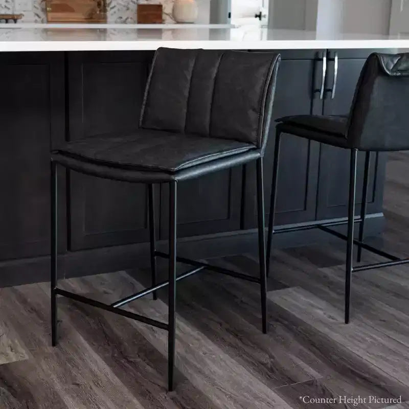 Tabouret de bar en métal Maven Lane Gerard avec siège en similicuir 29 po