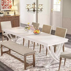 Table à manger rectangulaire de 78 pouces pour 6-8 personnes, grande table de ferme en bois avec pieds en métal robustes