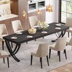 Table à manger rectangulaire de 78 pouces pour 6-8 personnes, grande table de ferme en bois avec pieds en métal robustes