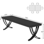 Table à manger rectangulaire de 78 pouces pour 6-8 personnes, grande table de ferme en bois avec pieds en métal robustes