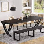 Table à manger rectangulaire de 78 pouces pour 6-8 personnes, grande table de ferme en bois avec pieds en métal robustes