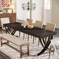 Table à manger rectangulaire de 78 pouces pour 6-8 personnes, grande table de ferme en bois avec pieds en métal robustes