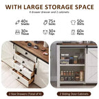SinCiDo Coiffeuse de ferme 60 avec porte coulissante de grange et 4 tiroirs, Meuble à tiroirs pour salon, chambre à coucher, bar à café