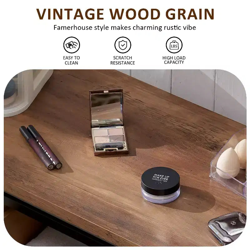 SinCiDo Coiffeuse de ferme 60 avec porte coulissante de grange et 4 tiroirs, Meuble à tiroirs pour salon, chambre à coucher, bar à café