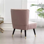 Fauteuil d'appoint moderne en velours Okak avec revêtement confortable, coussins profonds, fauteuil élégant avec pieds en bois massif pour salon, salle de lecture
