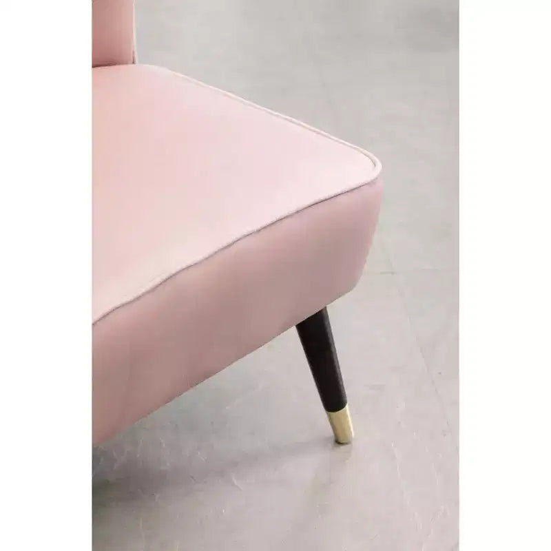 Fauteuil d'appoint moderne en velours Okak avec revêtement confortable, coussins profonds, fauteuil élégant avec pieds en bois massif pour salon, salle de lecture