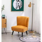 Fauteuil d'appoint moderne en velours Okak avec revêtement confortable, coussins profonds, fauteuil élégant avec pieds en bois massif pour salon, salle de lecture