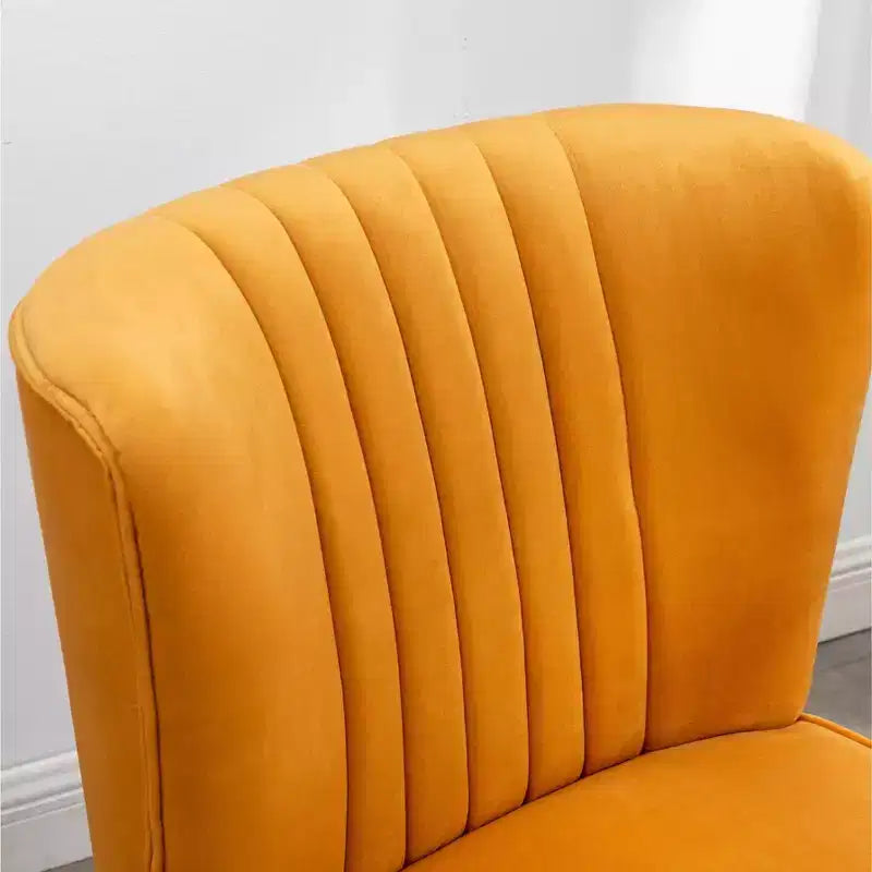 Fauteuil d'appoint moderne en velours Okak avec revêtement confortable, coussins profonds, fauteuil élégant avec pieds en bois massif pour salon, salle de lecture