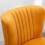 Fauteuil d'appoint moderne en velours Okak avec revêtement confortable, coussins profonds, fauteuil élégant avec pieds en bois massif pour salon, salle de lecture
