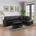 Dark Brown Faux Leather L-Shaped Sectional Sofa