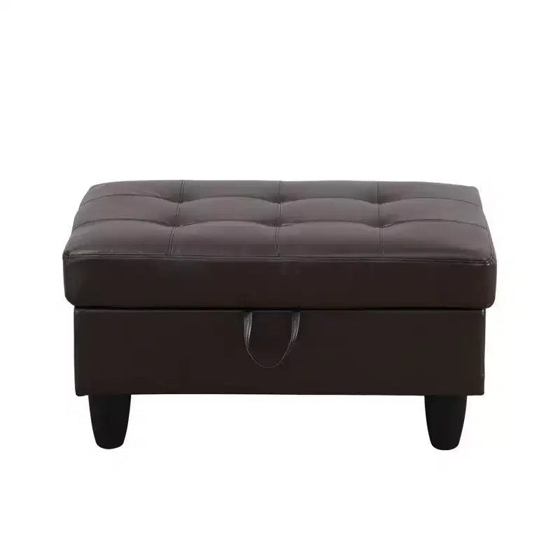 Canapé d'angle en simili cuir marron foncé