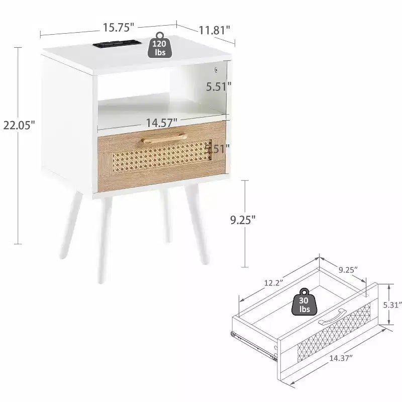 Tiroirs de rangement décoratifs modernes Vatros avec ports USB