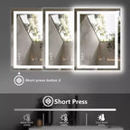 Miroir anti-buée 24x36 pouces, Grand miroir de salle de bain LED avec capteur tactile, Blanc
