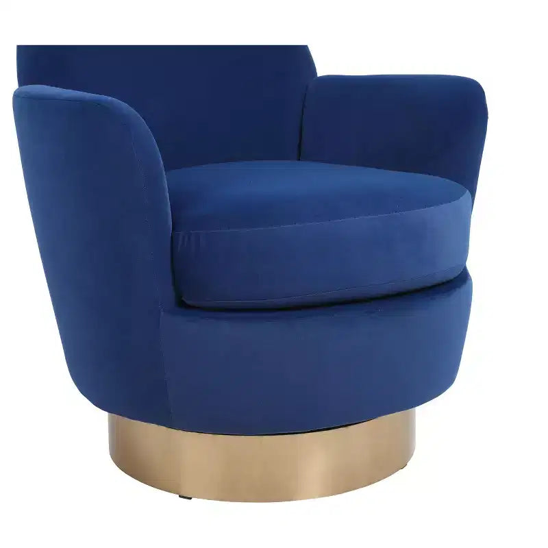 Fauteuil pivotant de luxe en velours Okak, fauteuil d'appoint rotatif silencieux à 360° avec base dorée pour salon, chambre, bureau