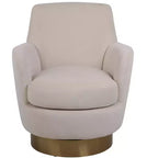 Fauteuil pivotant de luxe en velours Okak, fauteuil d'appoint rotatif silencieux à 360° avec base dorée pour salon, chambre, bureau
