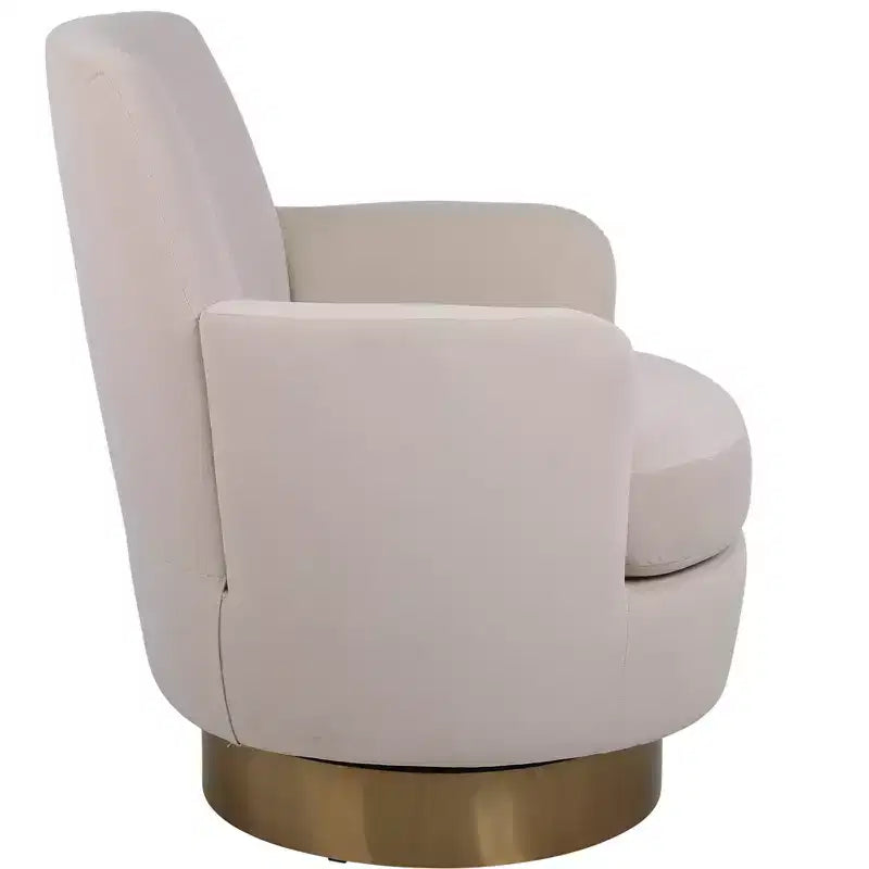 Fauteuil pivotant de luxe en velours Okak, fauteuil d'appoint rotatif silencieux à 360° avec base dorée pour salon, chambre, bureau