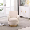 Fauteuil pivotant de luxe en velours Okak, fauteuil d'appoint rotatif silencieux à 360° avec base dorée pour salon, chambre, bureau