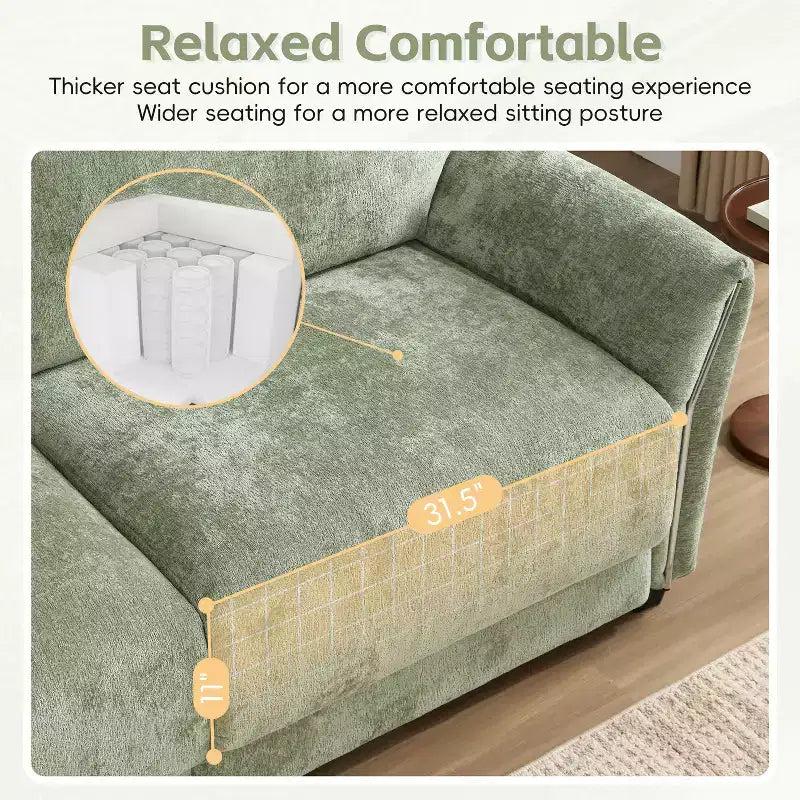 Canapé d'angle modulable Whisen 142, en U avec coussin d'assise extra large, chargeurs USB et USB-C