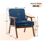 Fauteuils d'appoint Okak pour chambre, chaise moderne du milieu du siècle, cadre en bois massif, fauteuil d'appoint avec dossier extra-épais, fauteuil à oreilles, salle de lecture