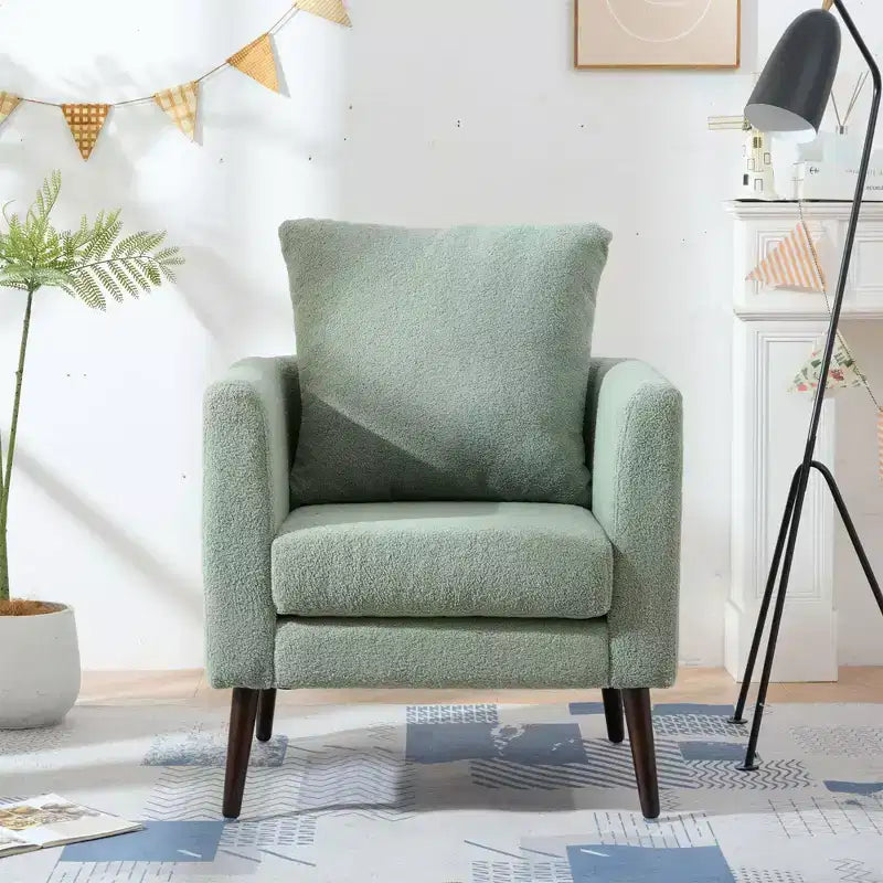 Fauteuils d'appoint Okak pour chambre à coucher, fauteuil rembourré moderne, fauteuil de salon en tissu de style Mid-Century, fauteuil de lecture confortable avec pieds en bois