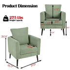 Fauteuils d'appoint Okak pour chambre à coucher, fauteuil rembourré moderne, fauteuil de salon en tissu de style Mid-Century, fauteuil de lecture confortable avec pieds en bois