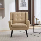 Fauteuil d'appoint Okak pour chambre à coucher, fauteuil de salon moderne en cuir souple ergonomique, avec pieds noirs pour intérieur