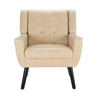 Fauteuil d'appoint Okak pour chambre à coucher, fauteuil de salon moderne en cuir souple ergonomique, avec pieds noirs pour intérieur