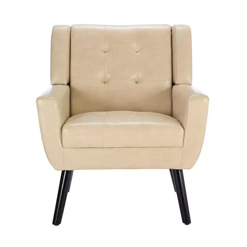 Fauteuil d'appoint Okak pour chambre à coucher, fauteuil de salon moderne en cuir souple ergonomique, avec pieds noirs pour intérieur