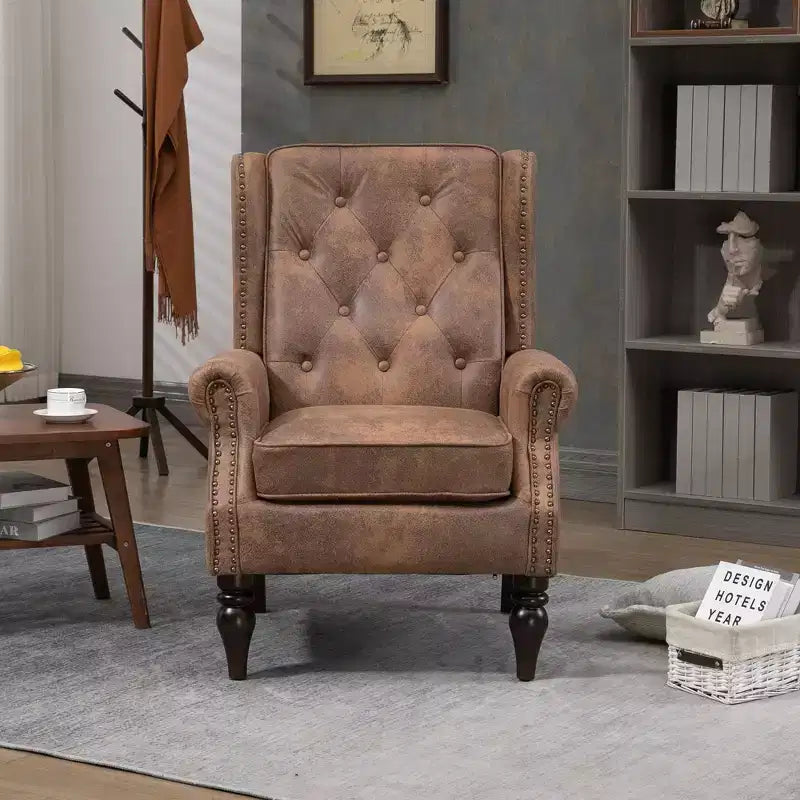 Fauteuils d'appoint Okak pour chambre à coucher, fauteuil moderne à cadre en bois, fauteuil de salon avec pieds en bois robustes pour salon