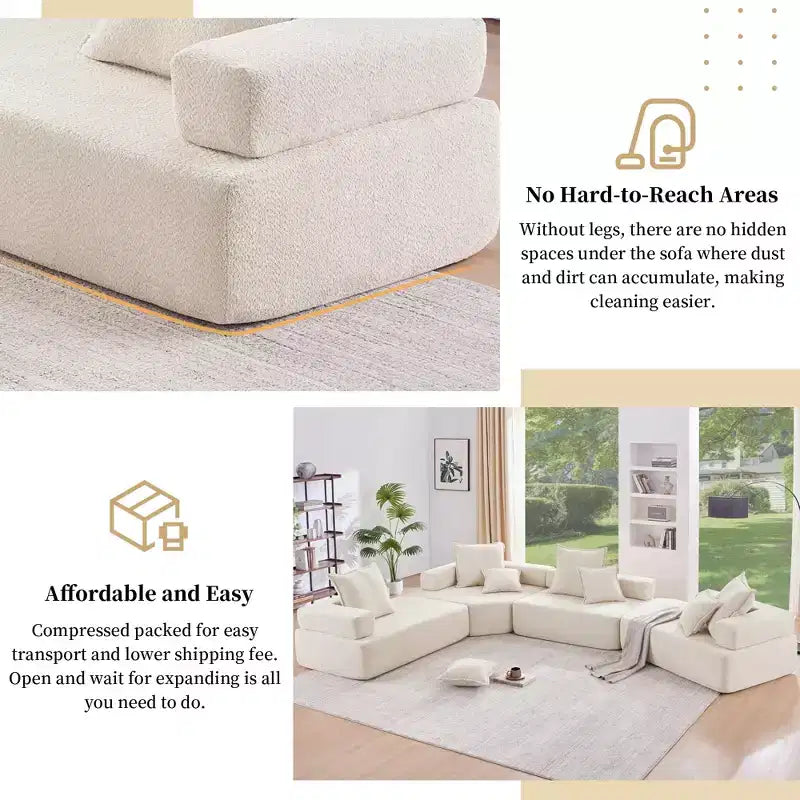 Canapé d'angle modulable en U surdimensionné Whisen - Beige