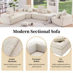 Canapé d'angle modulable en U surdimensionné Whisen - Beige
