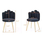 Bestier Lot de 2 chaises de salle à manger modernes en velours avec pieds en métal doré pour salle à manger, cuisine, coiffeuse, salon - Noir