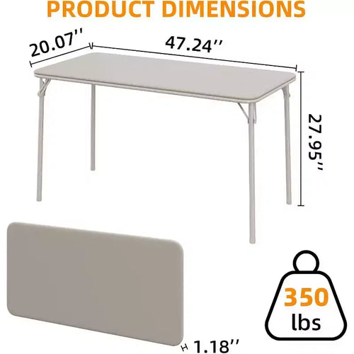 Table pliante portable Acekool 1,2 m avec surface en cuir PU, cadre métallique et support robuste, légère et compacte pour les repas, le bureau, l'extérieur