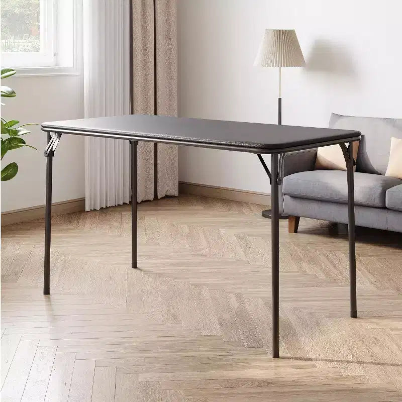 Table pliante portable Acekool 1,2 m avec surface en cuir PU, cadre métallique et support robuste, légère et compacte pour les repas, le bureau, l'extérieur