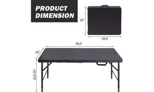 Acekool Table Pliante 122 cm avec Poignée, Table en Plastique Portable Robuste de 136 kg de Capacité, Étanche, Pieds Antidérapants, Rangement Facile