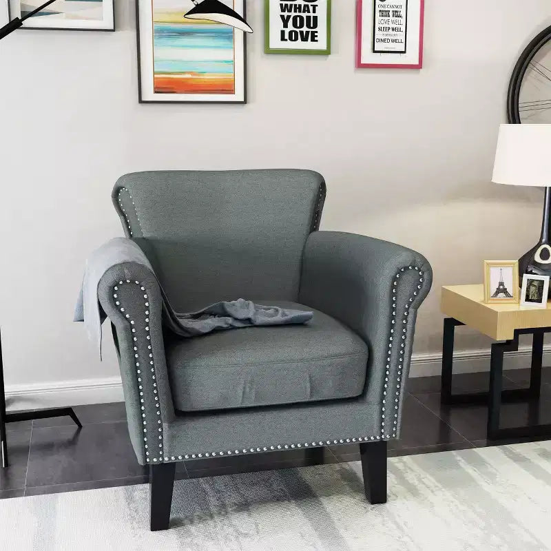 Fauteuil club contemporain en tissu Brice Christopher Knight Home avec clous décoratifs