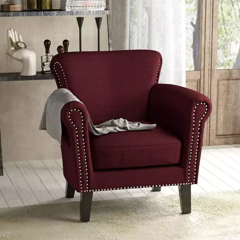 Fauteuil club contemporain en tissu Brice Christopher Knight Home avec clous décoratifs