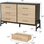 Commode à 6 tiroirs, Meuble TV, Armoire de rangement en bois à tiroirs larges sur pied pour salon, chambre, entrée